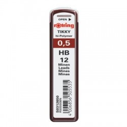 Minas Rotring 0,5mm Tubo c/ 12 minas, HB