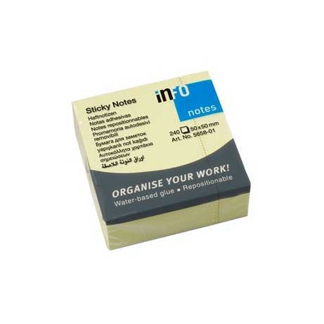 Bloco Adesivo Amarelo 75x75mm +80% Adesivo (Pack 12 x100 Folhas)
