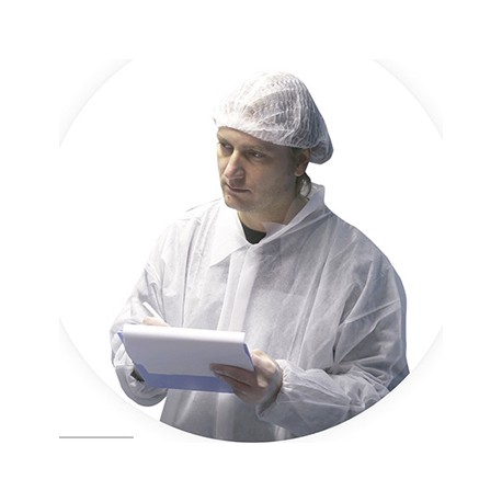 Bata de Protecao+Touca Branca Descartavel 1un