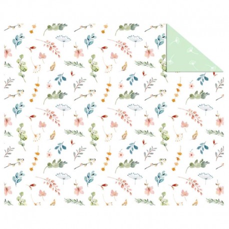 Cartolina Fantasia Verde c/Flores 50x70cm 300grs