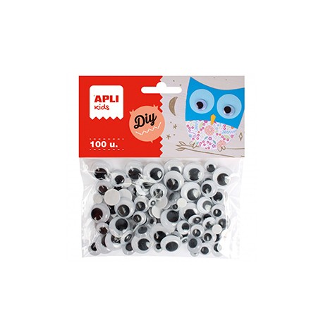 Olhinhos Redondos Apli Autocolantes 7-15mm Pretos 100un