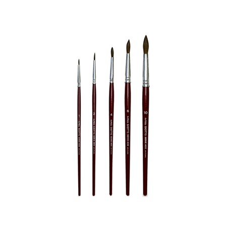 Pack Pincel Guache Aguarela Redondo Nº1/2/4/6/10 Giotto 5un