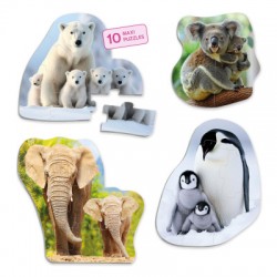 Conj. 10 Puzzles Animais e suas Crias