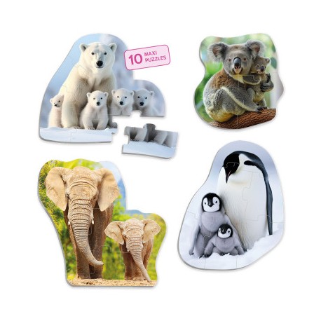 Conj. 10 Puzzles Animais e suas Crias
