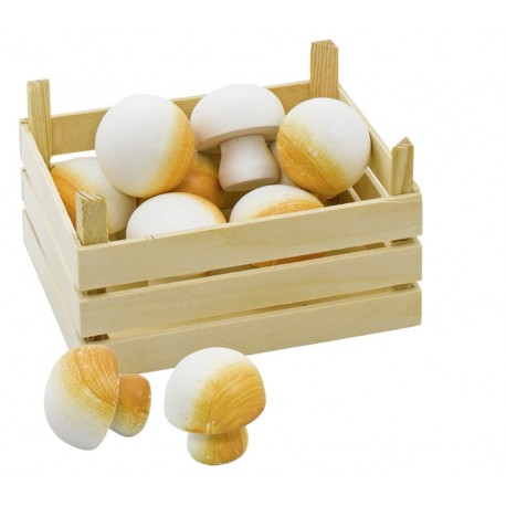 Cx de Madeira C/Cogumelos 11 pçs